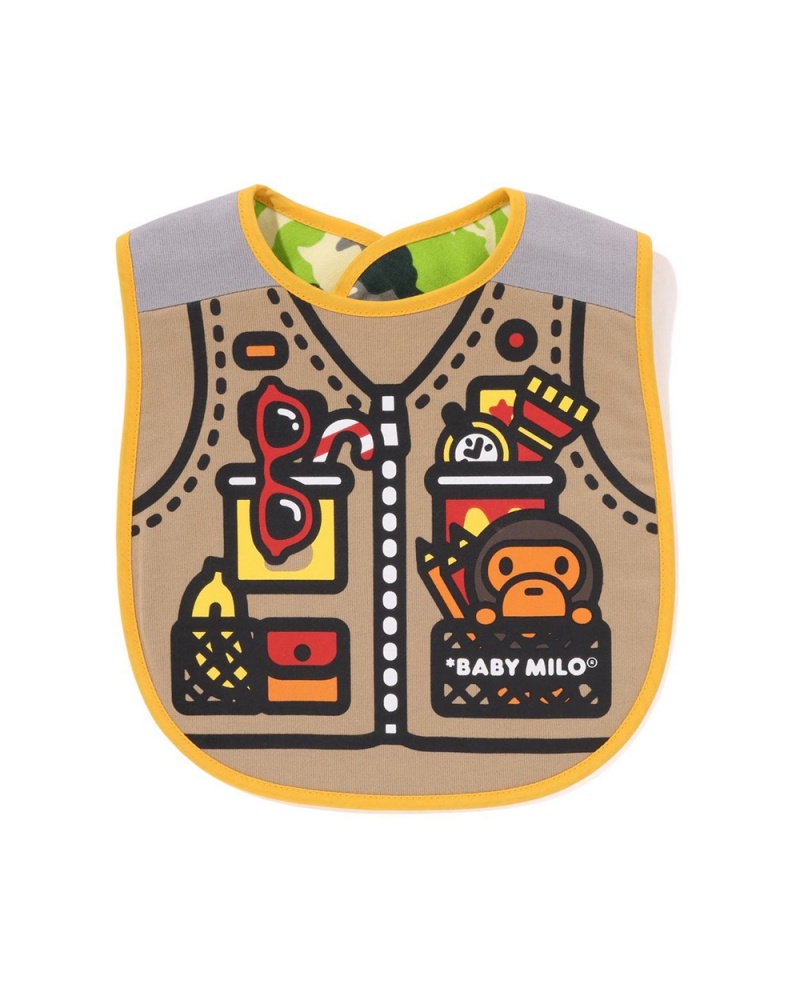 Hauts Bape Baby Woodland Milo Fishing Vest Print Reversible Bib Beige Enfant | CSL-11427335